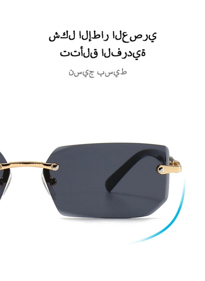 Chixing Rimless Fashion Trend Sunglasses Personalized Sunglasses Lightweight UV Protection Unisex - Image 3