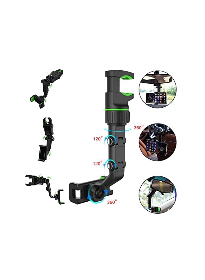 YCNASSS New 360° Rearview Mirror Phone Holder for Car Multifunctional Mount Phone and GPS Holder Universal Rotating Car Phone Holder, Cell Phone Automobile Cradles (Black) - Image 5