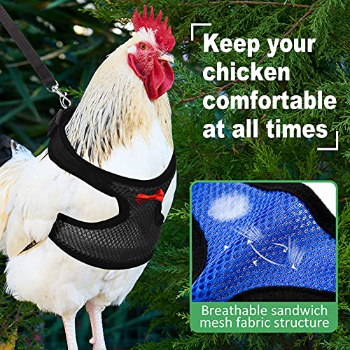 Adhafera Chicken Harness with Leash, Upgraded Double Adjustment Chicken Harness and Leash Set for Hens, Duck, Goose, Small Pet (Black, L) - Image 4