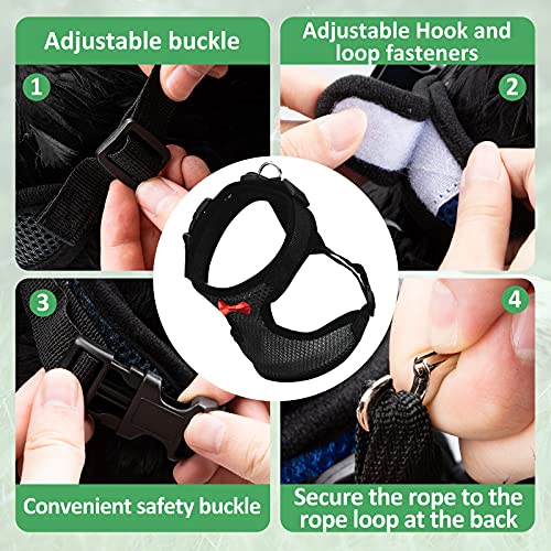 Adhafera Chicken Harness with Leash, Upgraded Double Adjustment Chicken Harness and Leash Set for Hens, Duck, Goose, Small Pet (Black, L) - Image 3