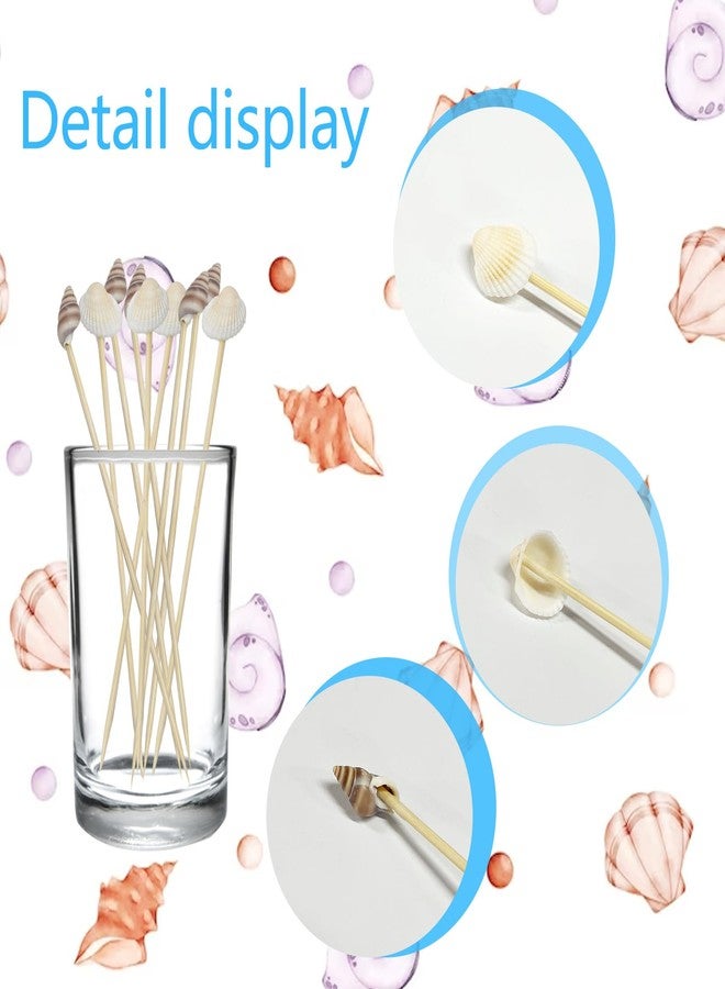 Augoog 200Pcs Seashell Cocktail Picks,Beach Hawaiian Lua Party Pick 4.7 Inch Fancy Appetizer Tooth Picks for Summer Hawaiian Party Luau Beach Holiday Party Supplies - Image 2