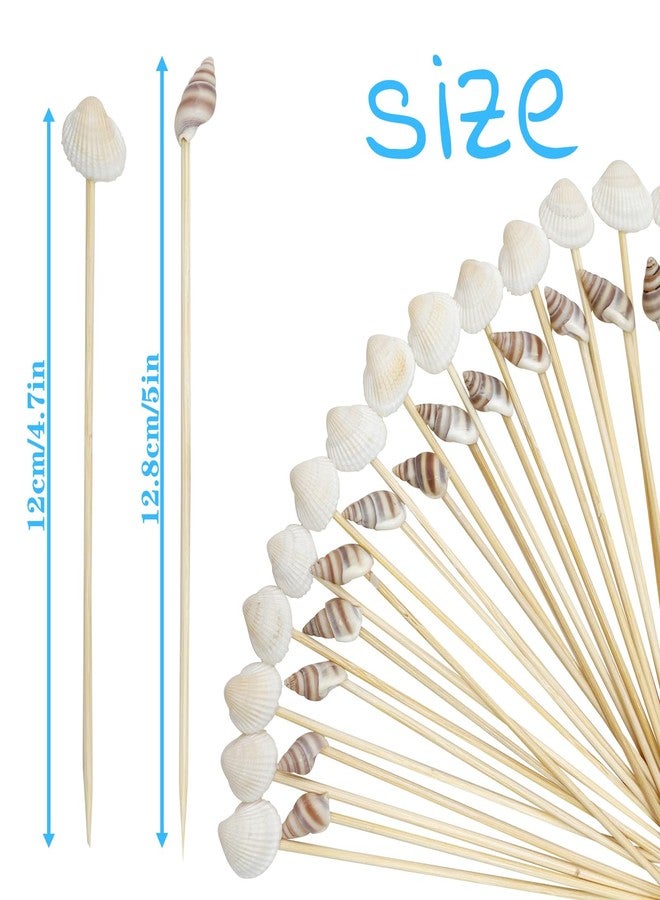 Augoog 200Pcs Seashell Cocktail Picks,Beach Hawaiian Lua Party Pick 4.7 Inch Fancy Appetizer Tooth Picks for Summer Hawaiian Party Luau Beach Holiday Party Supplies - Image 3