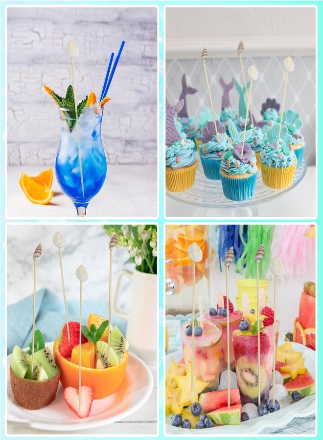 Augoog 200Pcs Seashell Cocktail Picks,Beach Hawaiian Lua Party Pick 4.7 Inch Fancy Appetizer Tooth Picks for Summer Hawaiian Party Luau Beach Holiday Party Supplies - Image 5