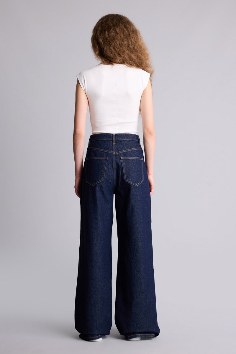 DeFacto Blue Woman Wide Leg Denim Trousers Casual - Image 5