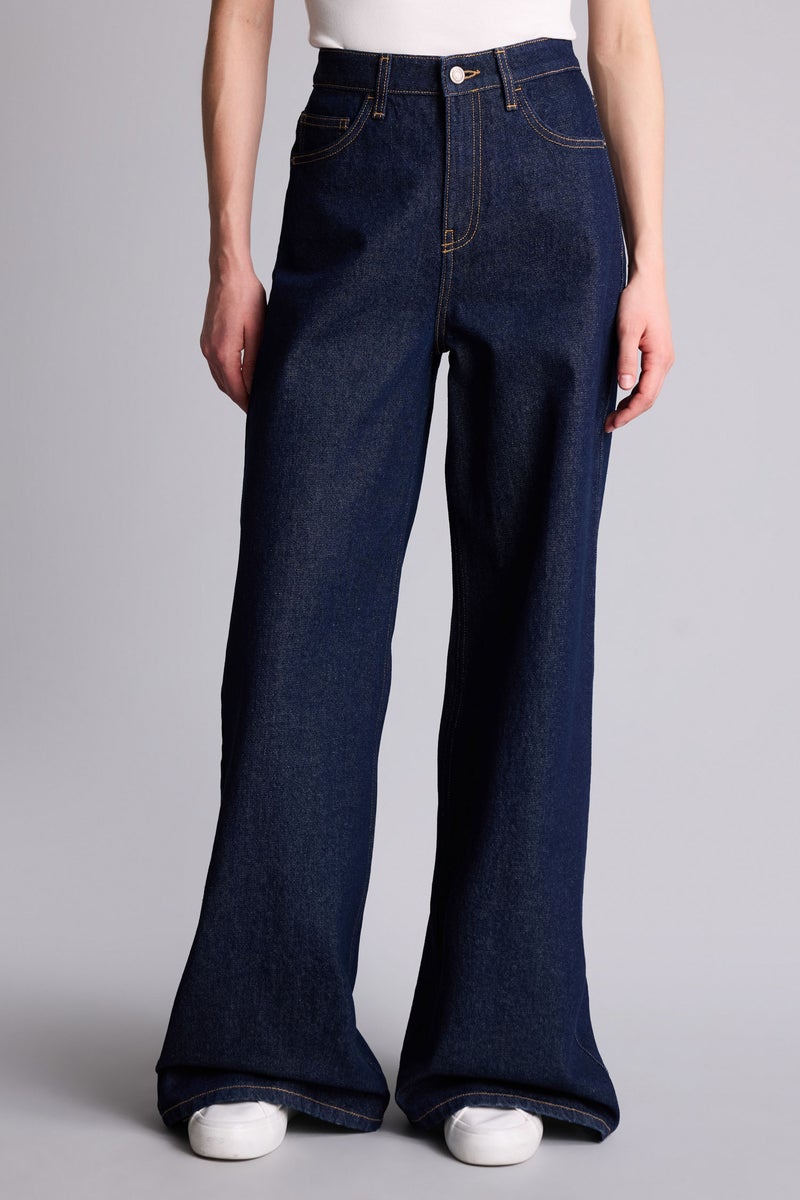 DeFacto Blue Woman Wide Leg Denim Trousers Casual - Image 3