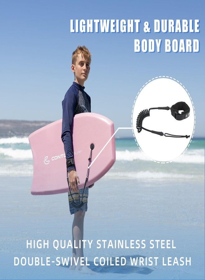 THURSO SURF Contour SURF Reed Body Board 33 Inches Bodyboard Body Boards for Beach Kids Lightweight EPS Core Dual Channel Double Swivel Coiled Wrist Leash for All Surfing Levels Magenta - Image 4