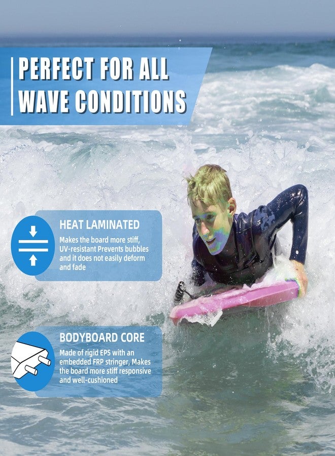 THURSO SURF Contour SURF Reed Body Board 33 Inches Bodyboard Body Boards for Beach Kids Lightweight EPS Core Dual Channel Double Swivel Coiled Wrist Leash for All Surfing Levels Magenta - Image 5