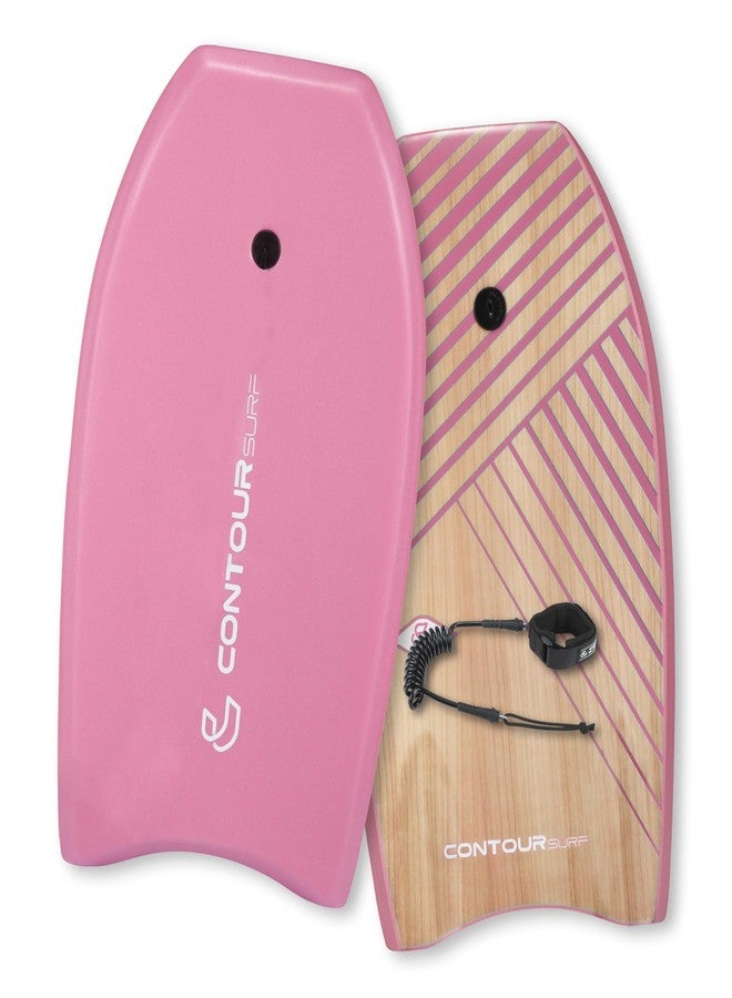 THURSO SURF Contour SURF Reed Body Board 33 Inches Bodyboard Body Boards for Beach Kids Lightweight EPS Core Dual Channel Double Swivel Coiled Wrist Leash for All Surfing Levels Magenta - Image 1