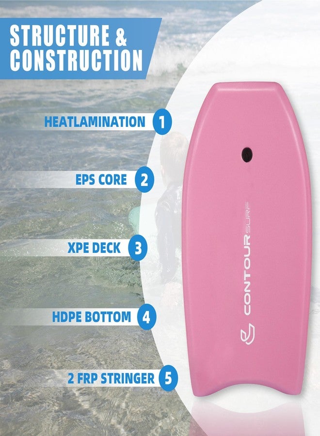 THURSO SURF Contour SURF Reed Body Board 33 Inches Bodyboard Body Boards for Beach Kids Lightweight EPS Core Dual Channel Double Swivel Coiled Wrist Leash for All Surfing Levels Magenta - Image 2