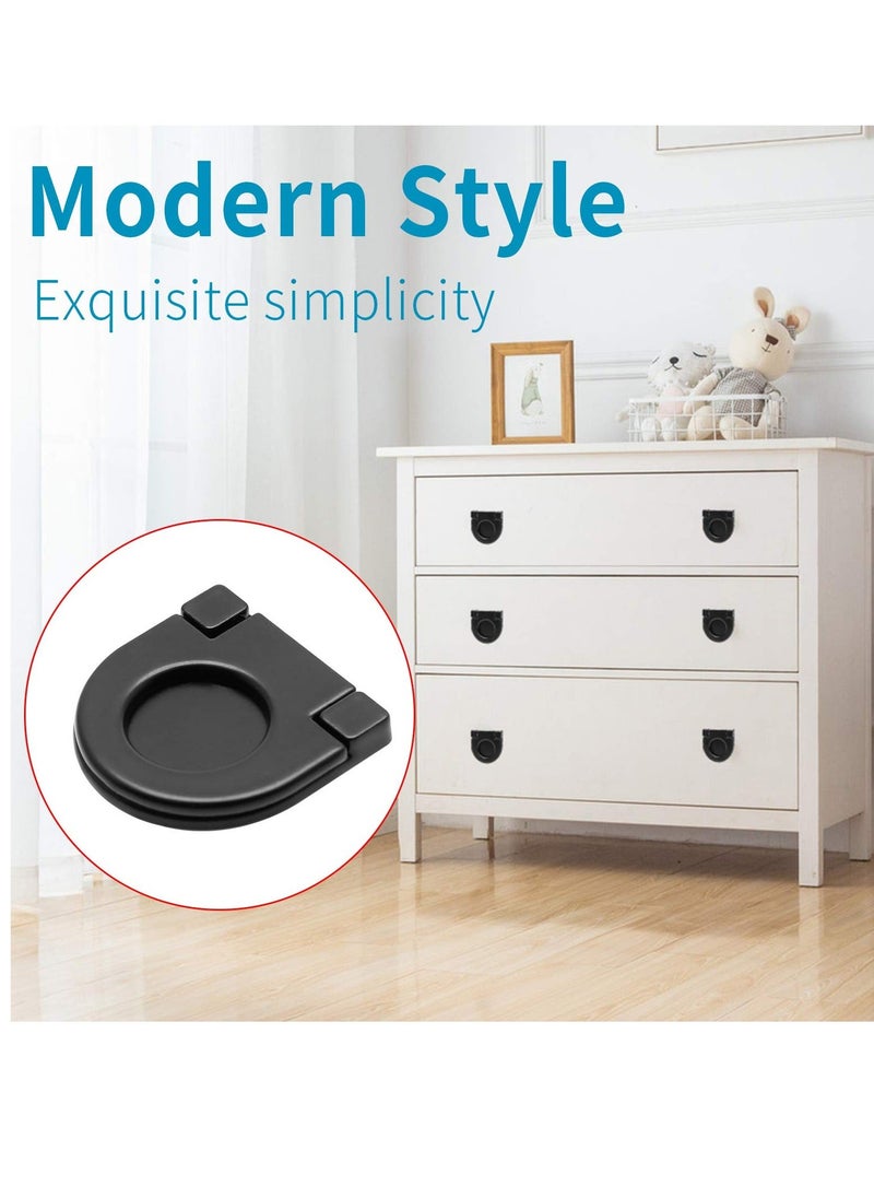 Generic 6PCS Black Aluminum Alloy Flush Ring Pulls, Hidden Recessed Drawer Handles for Cabinet, Drawer, Cupboard, Dresser - Modern Style, 1-3/8 Inch Diameter, 36mm Length  - Image 2