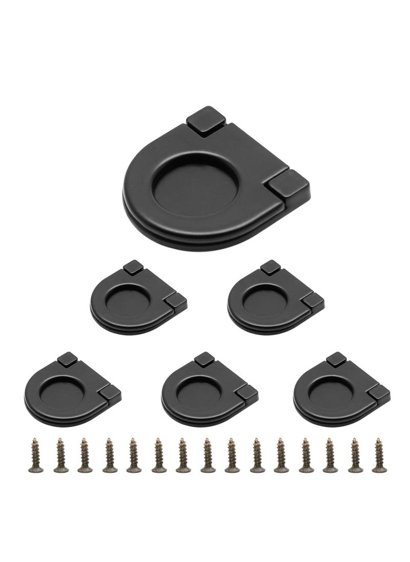 Generic 6PCS Black Aluminum Alloy Flush Ring Pulls, Hidden Recessed Drawer Handles for Cabinet, Drawer, Cupboard, Dresser - Modern Style, 1-3/8 Inch Diameter, 36mm Length  - Image 1