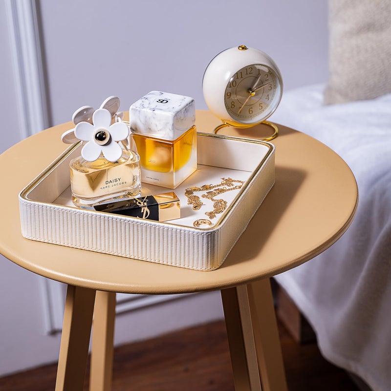 ZHEM Catch All Trays for Jewelry| Small Leather Valet Tray| Key Bowl for Entryway Table EDC Trinket Tray Catch All| Perfume Trays for Dresser Organizer Perfume Holder (White 8"x8"x1.8" 2 Pack) - Image 5
