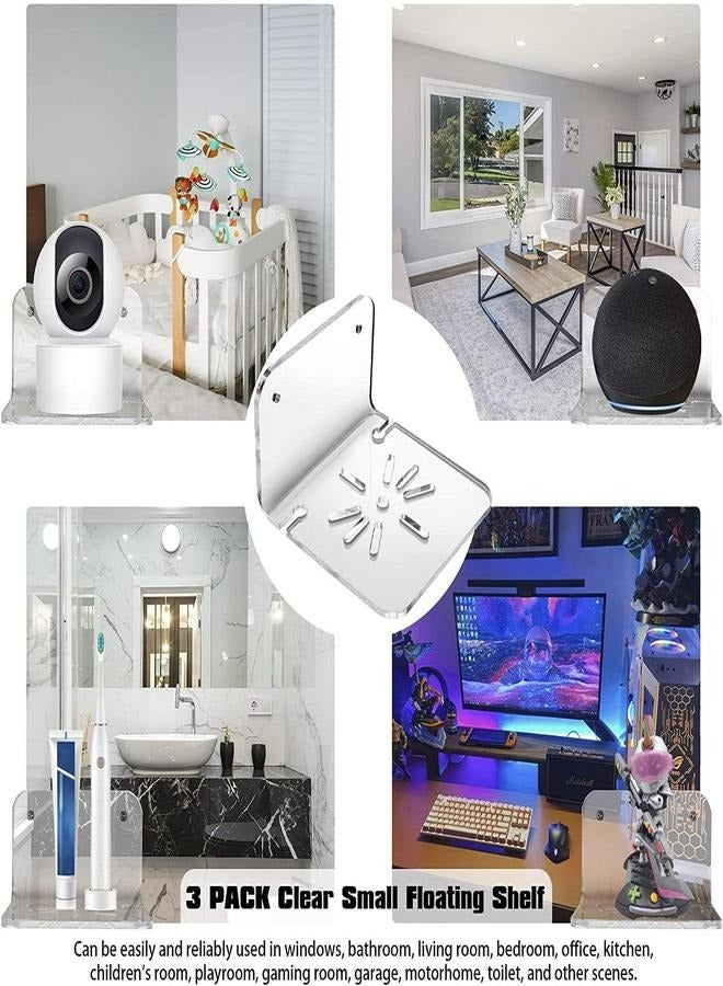 Clear Acrylic Wall Mount Shelf Set for Security Cameras and Small Devices - 3-Pack, Easy Installation, Space-Saving Design - Image 4