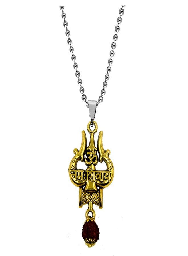 AFH Om Namah Shivay Trishul Damaru Shiva Chain Pendant Necklace For Men and Women - Image 1