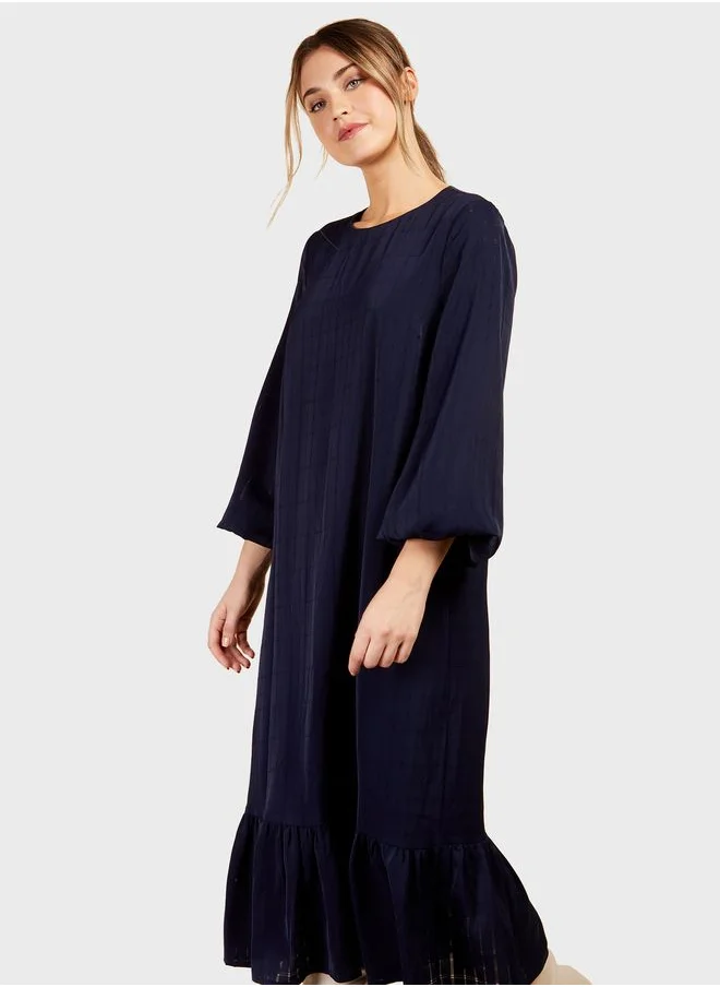 Little Mistress Balloon Sleeve Ruffle Dress