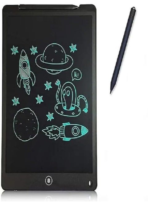 12-inch LCD writing tablet with smart pen for handwritten writing, suitable for family, school, office, and a writing board for both children and adults. It features an erase lock button, an innovative logo drawing board for electronic writing, and digital drawing – simple (black).