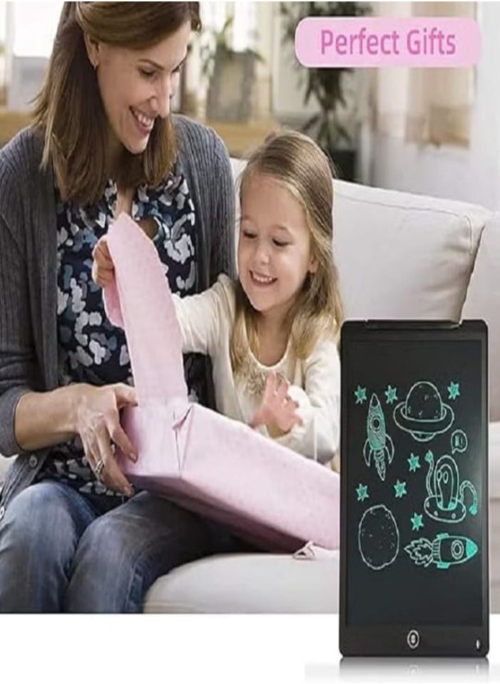 12-inch LCD writing tablet with smart pen for handwritten writing, suitable for family, school, office, and a writing board for both children and adults. It features an erase lock button, an innovative logo drawing board for electronic writing, and digital drawing – simple (black).