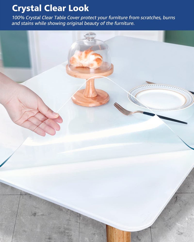 Soroel 2Pcs 12X24 Inch Clear Table Cover Protector PVC Desk Protector Mat Wood Furniture Surface Protection Heavy Duty Plastic Tablecloths Dining Coffee Tabletop Protector Kitchen Countertop Cover Pad - Image 5