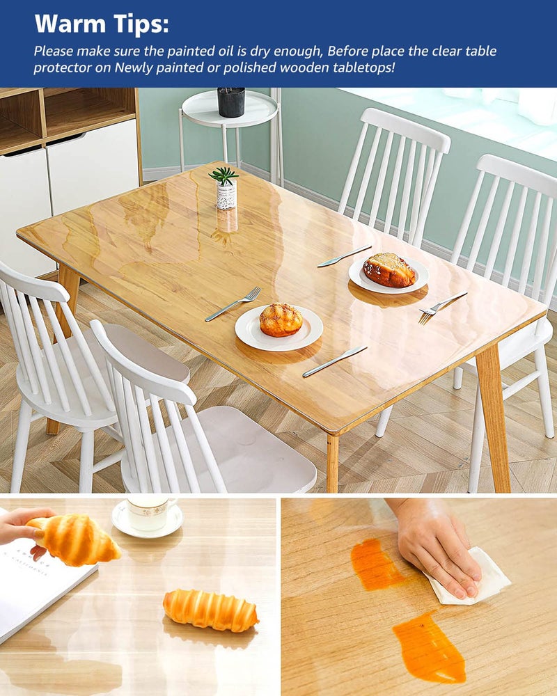 Soroel 2Pcs 12X24 Inch Clear Table Cover Protector PVC Desk Protector Mat Wood Furniture Surface Protection Heavy Duty Plastic Tablecloths Dining Coffee Tabletop Protector Kitchen Countertop Cover Pad - Image 4