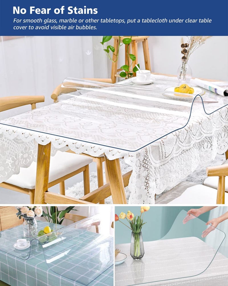 Soroel 2Pcs 12X24 Inch Clear Table Cover Protector PVC Desk Protector Mat Wood Furniture Surface Protection Heavy Duty Plastic Tablecloths Dining Coffee Tabletop Protector Kitchen Countertop Cover Pad - Image 3