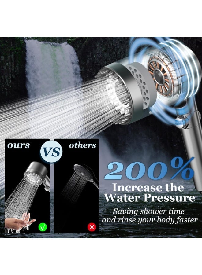 FEELSO High Pressure Shower Head Filter for Hard Water with 1.5m Hose Grey - Image 5