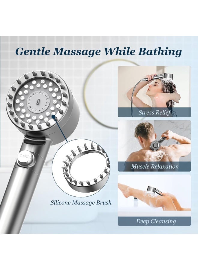 FEELSO High Pressure Shower Head Filter for Hard Water with 1.5m Hose Grey - Image 4