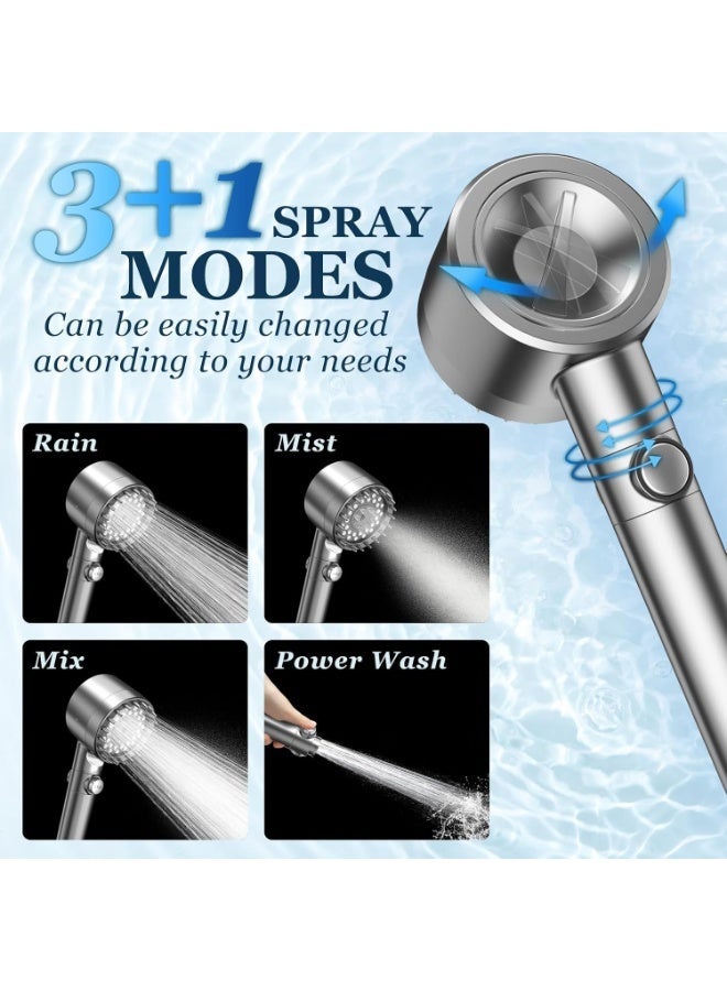 FEELSO High Pressure Shower Head Filter for Hard Water with 1.5m Hose Grey - Image 3