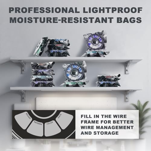 Vacloong Vacuum-Sealed 3D Printing Filament Kit, 20 Packs Lightproof Storage Bags with Vacuum Pump, Moisture-Proof Bags, Sorting & Storage of PA/DP/PC/PLA/ABS/TPU/ASA/PETG with Desiccant - Image 4