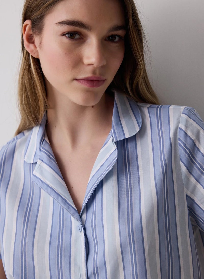 Penti Travel Striped Shirt Short Pajama Set  - Image 1