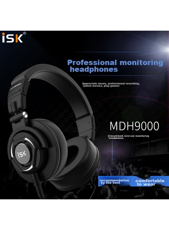 isk سماعات مراقبة Isk Mdh9000 بتصميم منزلق، معدات استوديو مغلقة بالكامل، هاي فاي عالي الدقة، متوافقة مع بطاقات الصوت للكمبيوتر والموبايل، أسود أوبسيديان - Image 2