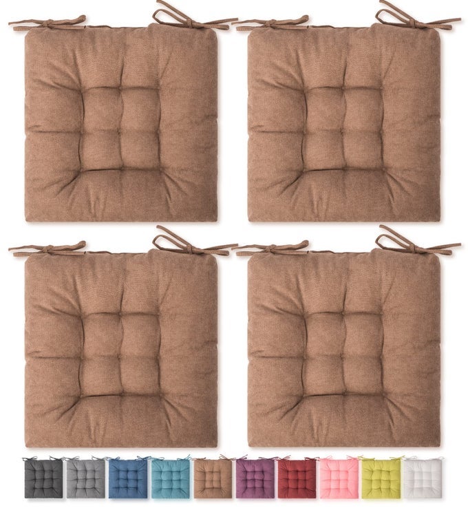 Pillow 4 Pack Chair Cushion with High Resilience Polyester Filling FadeResistant Outdoor Indoor Dining 16x16 inches Chocolate