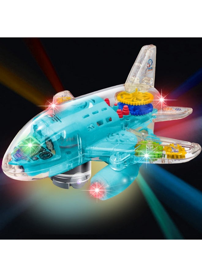 ArtCreativity ArtCreativity Light-Up Transparent Airplane Toy for Toddlers 1-3, Fun Bump-and-Go Plane Toy for Kids 3-5, with Colorful Moving Gears, Music, and LED Effects - Perfect Airplane Gift for Boys and Girls  - Image 1