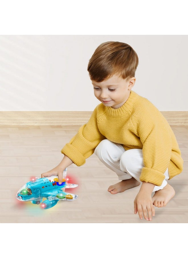 ArtCreativity ArtCreativity Light-Up Transparent Airplane Toy for Toddlers 1-3, Fun Bump-and-Go Plane Toy for Kids 3-5, with Colorful Moving Gears, Music, and LED Effects - Perfect Airplane Gift for Boys and Girls  - Image 2