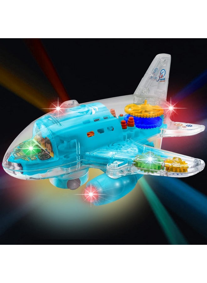 ArtCreativity ArtCreativity Light-Up Transparent Airplane Toy for Toddlers 1-3, Fun Bump-and-Go Plane Toy for Kids 3-5, with Colorful Moving Gears, Music, and LED Effects - Perfect Airplane Gift for Boys and Girls  - Image 5