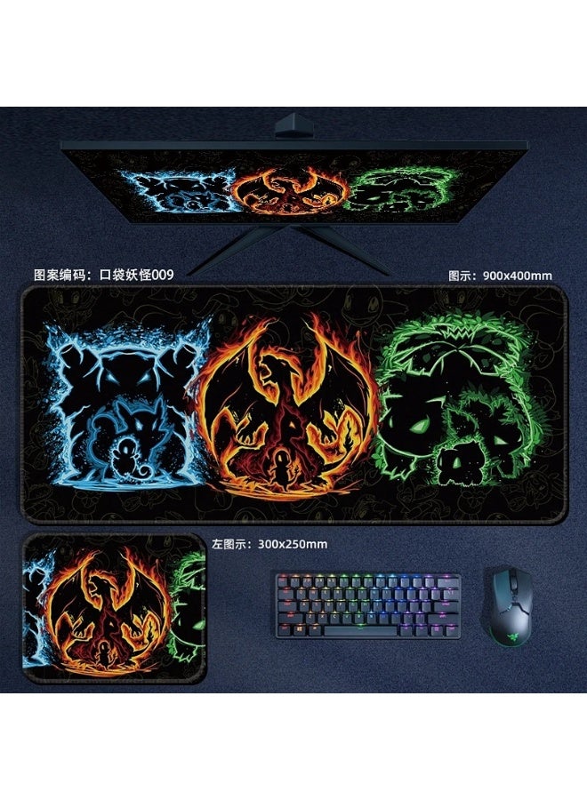 pokemon Mouse Pad Large Mouse Pad for Computer Non Slip Rubber Base 900*400*3mm  Home Office Long Stitched Edge Mouse Mat for Laptop