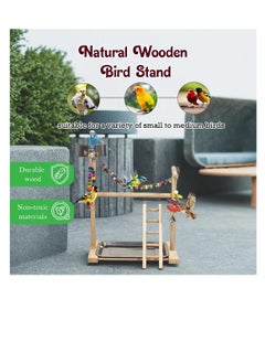 NNC PETS Bird play stand for small to medium-sized birds, Bird playground with Feeding cups, Swinging perch, Bird toys, Climbing ladders, and Removable tray, Bird training stand 45 cm (Beige)  - Image 5