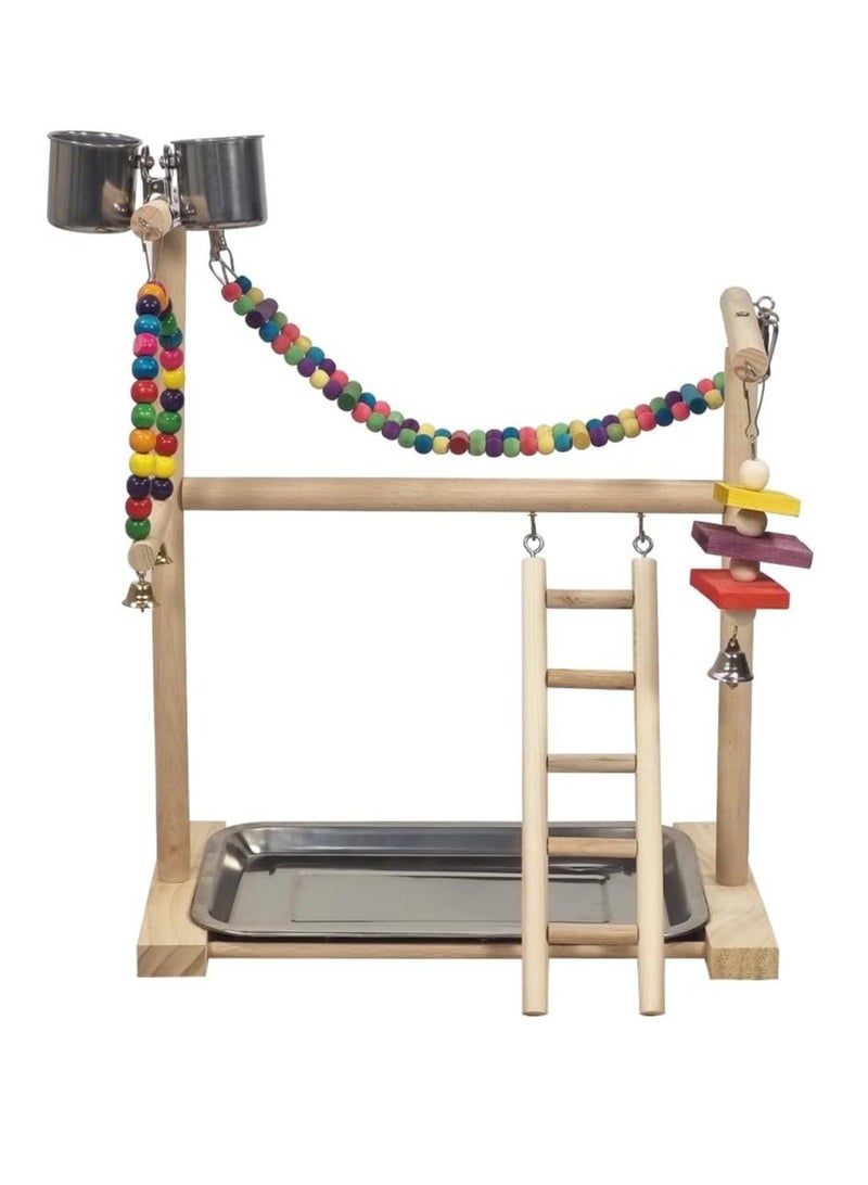 أن ان سي بيتس حامل لعب الطيور للطيور الصغيرة والمتوسطة الحجم، ملعب للطيور مع أكواب تغذية، مجثم متأرجح، ألعاب الطيور، سلالم تسلق، وصينية قابلة للإزالة، حامل تدريب الطيور 45 سم (بيج) - Image 2