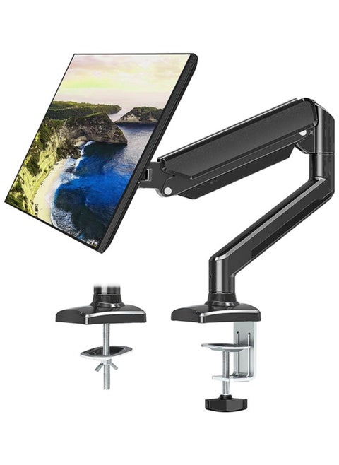 Single Monitor Arm for 13-32 inch Screens, Adjustable Gas Spring Monitor Mount Holds up to 22 lbs, Computer Monitor Stand with VESA Mount, C-Clamp & Grommet Base, Max VESA 100x100mm