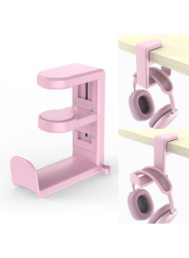 مشبك طاولة بدون ثقوب للسماعات، حامل سماعات قابل للتدوير 360 درجة، شنق لتخزين الأغراض - Image 1