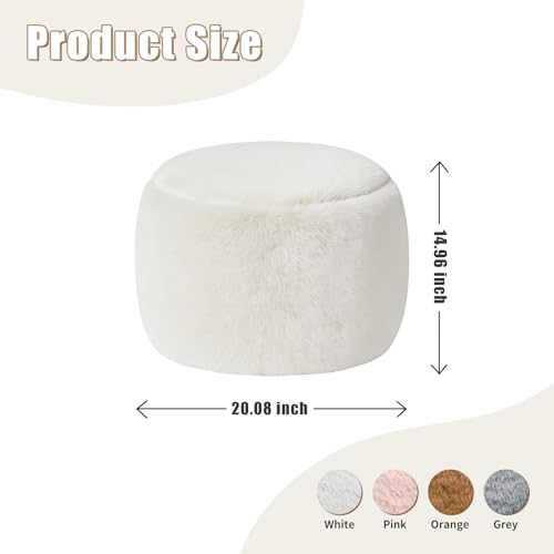 Gericco Round Stuffed Pouf Ottoman for Foot Rest, A Round Modern Foam Filled Poufs, Floor Chair for Living Room, Nursery, Dorm, A Soft Modern Foot Stool Perfect to Rest Your Feet (White, 20Inch) - Image 2