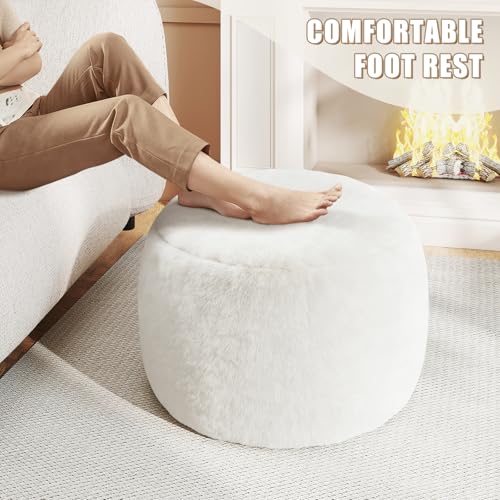 Gericco Round Stuffed Pouf Ottoman for Foot Rest, A Round Modern Foam Filled Poufs, Floor Chair for Living Room, Nursery, Dorm, A Soft Modern Foot Stool Perfect to Rest Your Feet (White, 20Inch) - Image 5