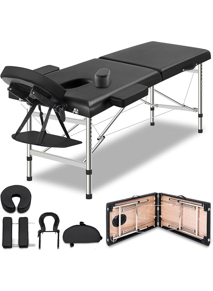 DUNISO Portable Massage Bed,Foldable Massage Tables,SPA Bed with Stainless Steel Fram,Strong Load-Bearing Capacity,Height Adjustable,for SPA Salon Tattoo Massage Therapeutic Treatment - Image 1
