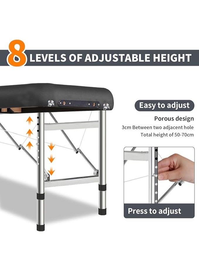 DUNISO Portable Massage Bed,Foldable Massage Tables,SPA Bed with Stainless Steel Fram,Strong Load-Bearing Capacity,Height Adjustable,for SPA Salon Tattoo Massage Therapeutic Treatment - Image 2