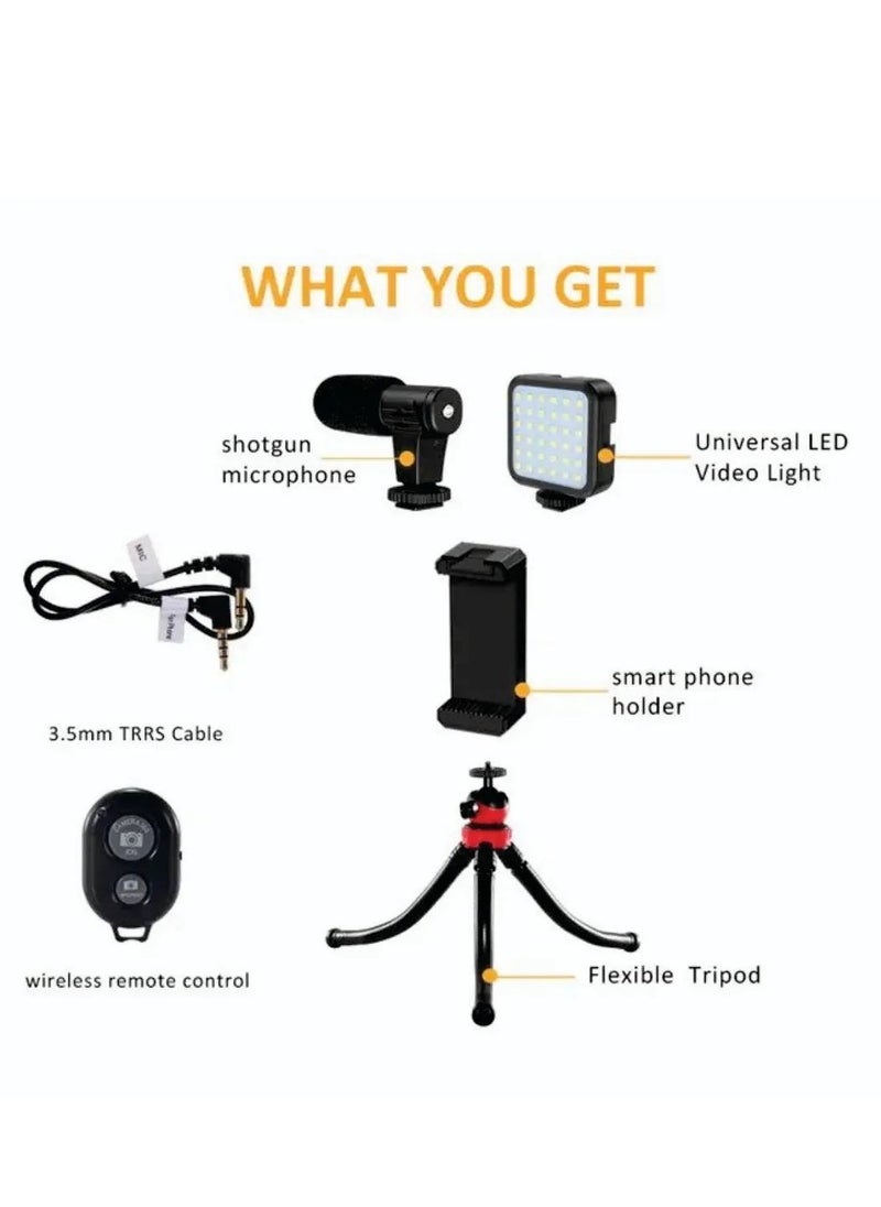 PLOKAMA - Video Recording Kit for Video Shooting and YouTube Video Recording for Any Mobile Phone or Digital Camera with LED Light, Microphone and Phone Holder-Model PK 776 - Image 1