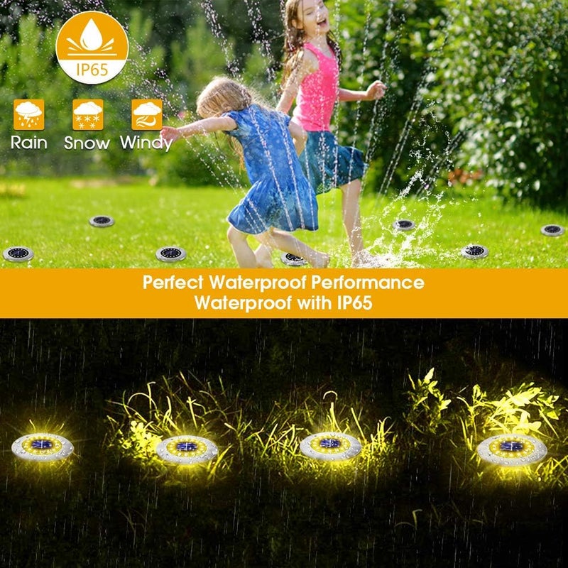 NFESOLAR 16 حزمة من الأضواء الشمسية الخارجية، 16 LED أضواء أرضية شمسية ساطعة، أضواء مائية للممرات للحدائق والساحات والممرات (أبيض دافئ) - Image 4