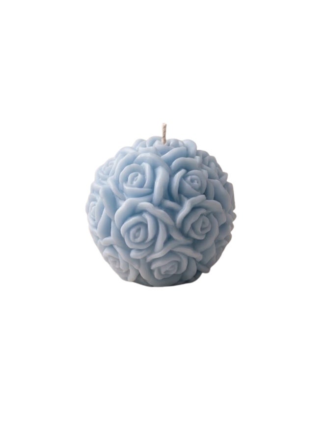 Aurora-Naturalis Handmade Elegant Rose Ball Candle | Baby Blue, Refreshing Ocean Breeze Scent | Elegant Floral Home Décor | Perfect Gift - Image 3