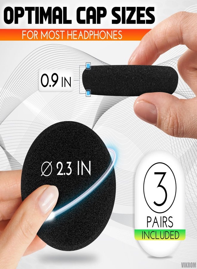 VIKROM 3 Pack Soft Foam Headset Ear Covers - 60mm Headphone Ear Covers Replacement, Durable and Easy to Clean Cushions, 2.3 Inch Universal Size, Good for Work, Extended Listening Sessions, and Daily Use - Image 2