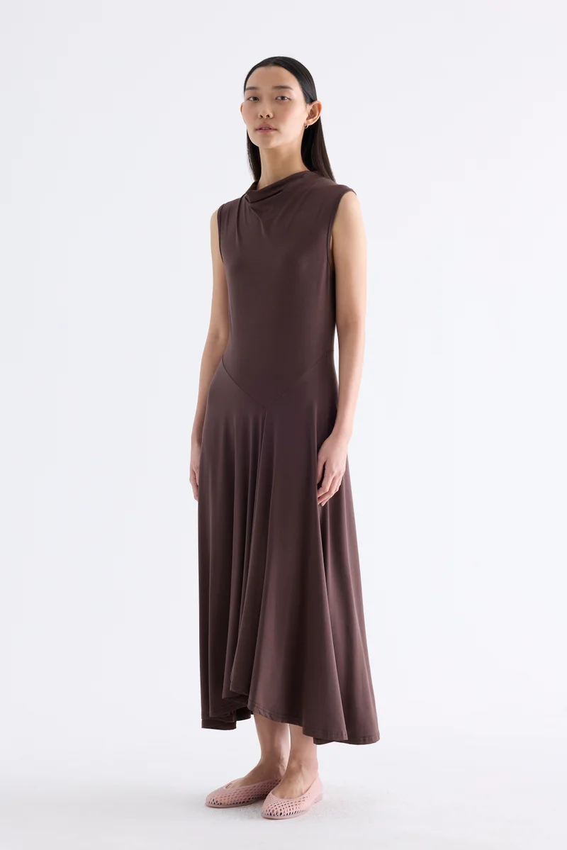 The Editor's Market  Irica Drape-Neck Asymmetrical Dress for Women | Best Price UAE