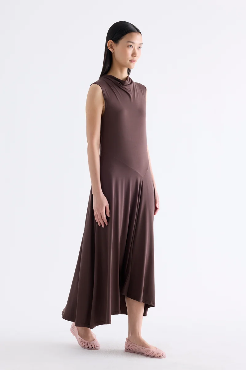 The Editor's Market  Irica Drape-Neck Asymmetrical Dress for Women | Best Price UAE