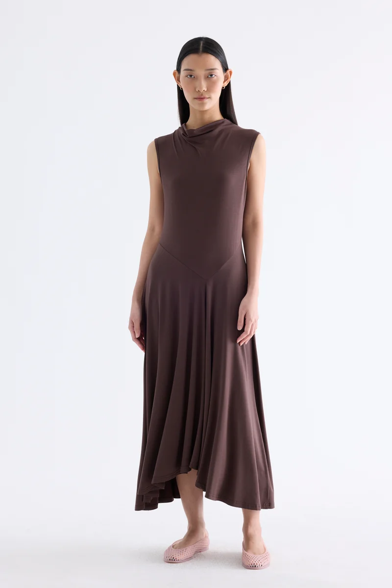 The Editor's Market  Irica Drape-Neck Asymmetrical Dress for Women | Best Price UAE